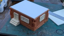 Rear of a 28mm sci-fi building made from a small foldable storage crate