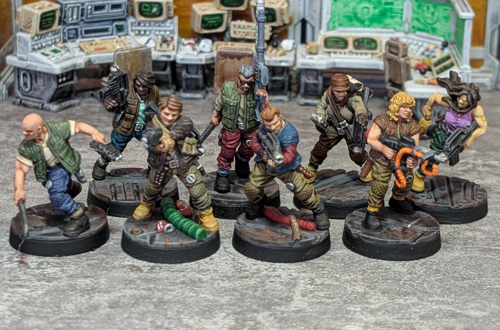 Set of eight 28mm sci fi characters